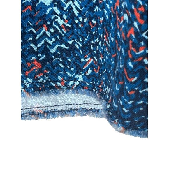 Levi’s Printed Denim Cutoff Shorts Size 12 Blue Orange Pattern Summer Casual - Picture 8 of 9